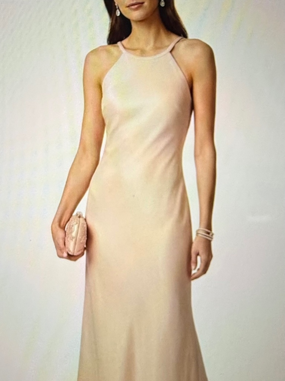 Elegant Calvin Klein Blush Pink Halter Style Evening Gown 8